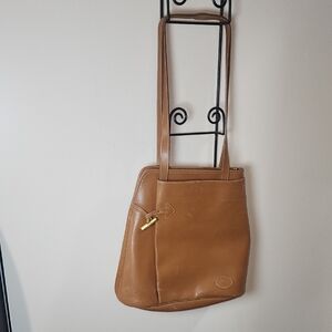 LongChamp Brown Caramel Leather Shoulder Tote Vintage Roseau Purse